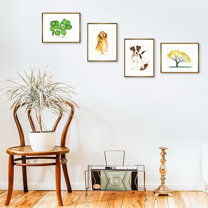 Frametory 2 Pack 11x14 Aluminum Frame with Mat for 8x10 Photo, Bronze