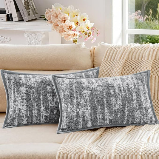 Tie-Dye Textured Lumbar Pillow Covers 20x12 Inch Set of 2 Farmhouse