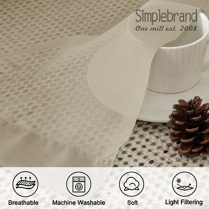Simplebrand Taupe Sheer Curtains 96 Inches Long, Light Filtering Light Brown Rod Pocket Solid Color Window Sheer Curtain Panels, Elegant Curtains & Drapes for Living Room, Bedroom 2 Panels, 42" W