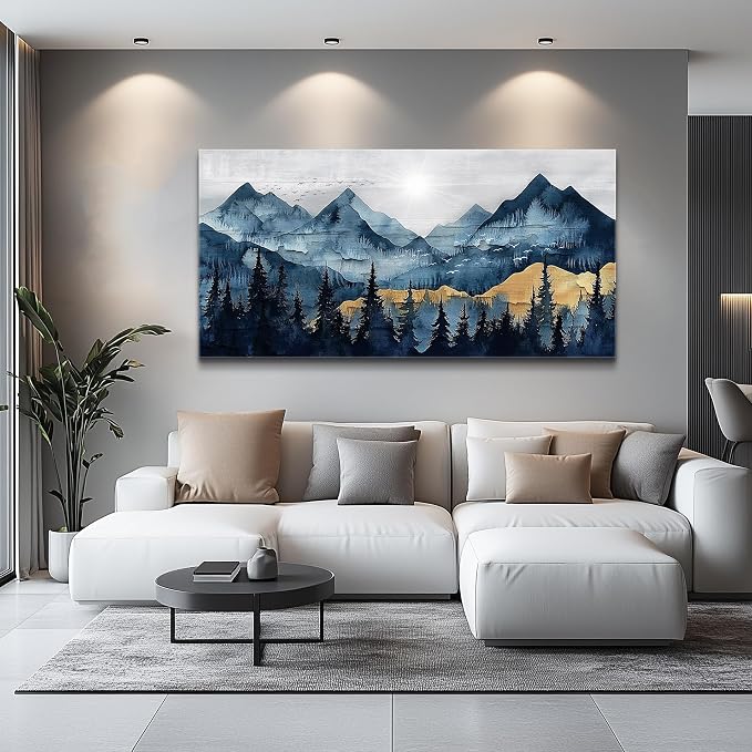 FUHAIHUA Canvas Wall Art For Living Room Wall Decor For Bedroom Office Wall Decoration Mountain Landscape Painting Abstract Pictures Artwork Room Aesthetic Home Decor 20x40 In