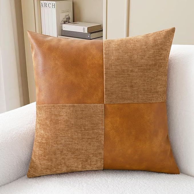 CaliTime Decorative Couch Throw Pillow Covers 18 X 18 Inches Apricot Brown