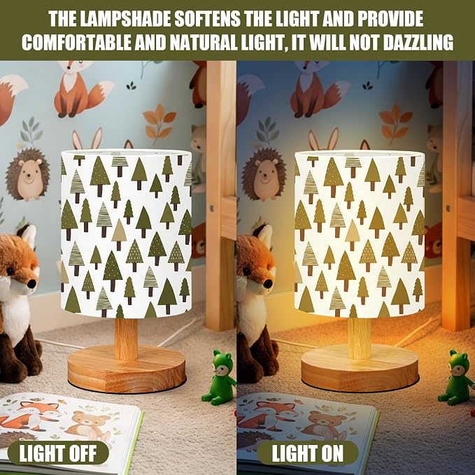VIHOSE Woodland Kids Table Lamp for Bedroom Kids Lamps for Girls Room