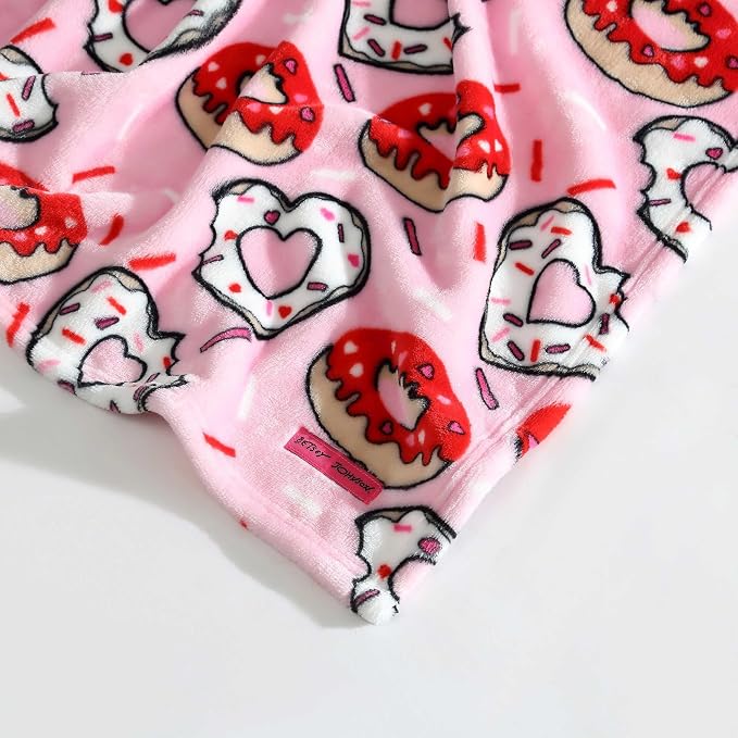 Betsey Johnson - Blanket, Buttery-Soft Throw Blanket for Couch or Bed, Boldly Plush & Oversized Bedding (Donut Hearts Pink, 50" x 70")