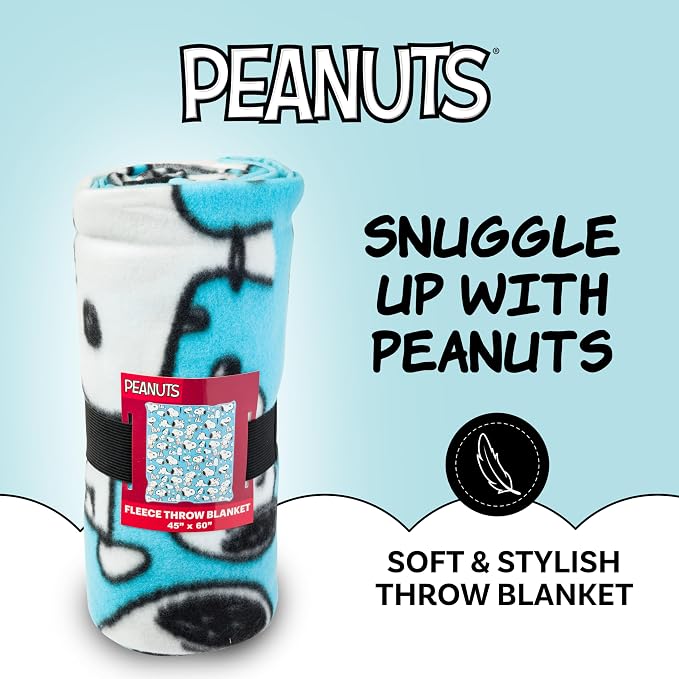 Silver Buffalo Peanuts Snoopy Multi Pose, Fleece Throw Blanket, 45x60in | Expression, Soft and Cozy, 180 GSM