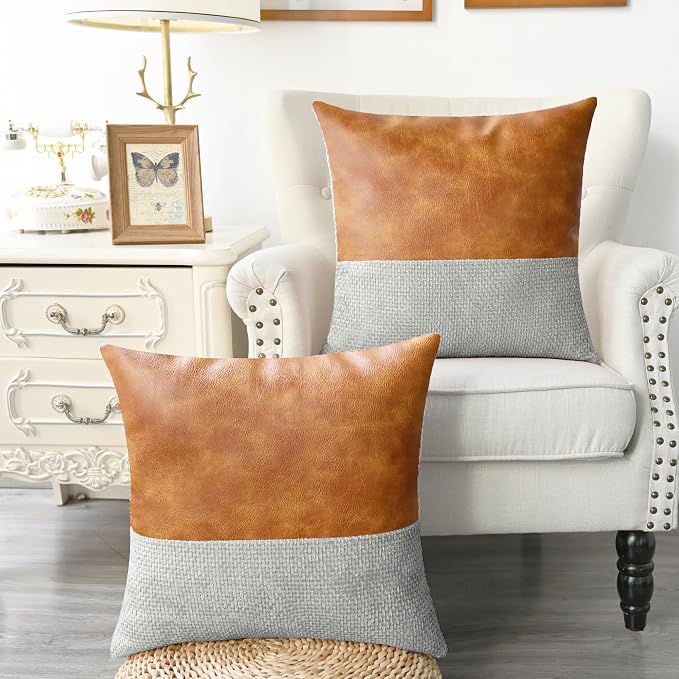 CaliTime Decorative Couch Throw Pillow Covers 18 X 18 Inches Light Grey