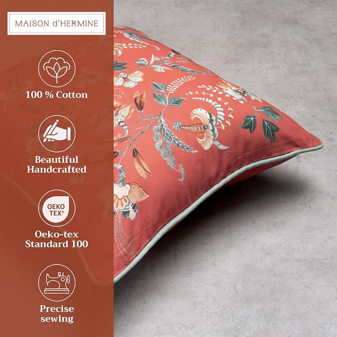 Maison d' Hermine Throw Pillow Covers 100% Cotton (20" x 20" - Pack of 1)