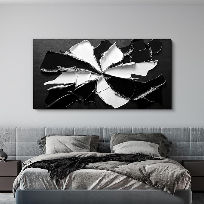 Abstract Wall Art Decor Modern Large Wall Art for Living Room Abstract Canvas Art Wall Decor Oversized Black and White Wall Art Prints Flowers Artwork for Walls Office Home Decorations 35" X 70"