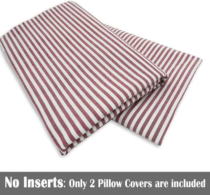 Red and White Farmhouse Striped Outdoor Throw Pillow Covers 18x18 Set of 2 | Soft Red Couch Throw Pillow Covers 18 x 18, Red and White Striped Christmas Pillow Covers Set of 2, Outdoor Front Porch Patio