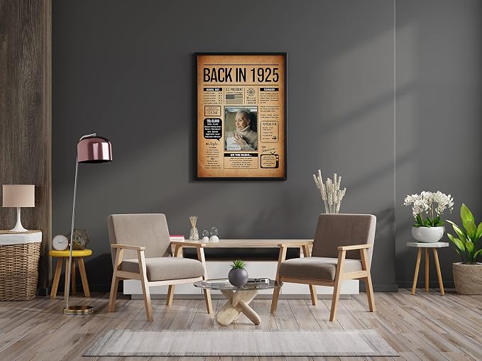 Back in 1925 Poster Sign, Personalized Birthday Gifts Idea, Custom 1925 Historical Birthday Newspaper, Born in 1925 Birthday Party Decorations, Fun Fact for the Day You Were Born, Decor Art Print