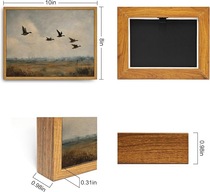 Framed-Vintage Flying Duck Canvas Wall Art-8x10in | Duck Hunting Picture Poster Print,Retro Wild Duck Painting Artwork for Bedroom Living Room Wall Decor