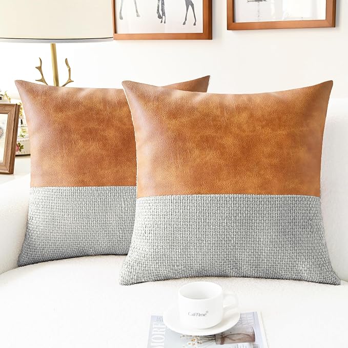 CaliTime Decorative Couch Throw Pillow Covers 18 X 18 Inches Light Grey