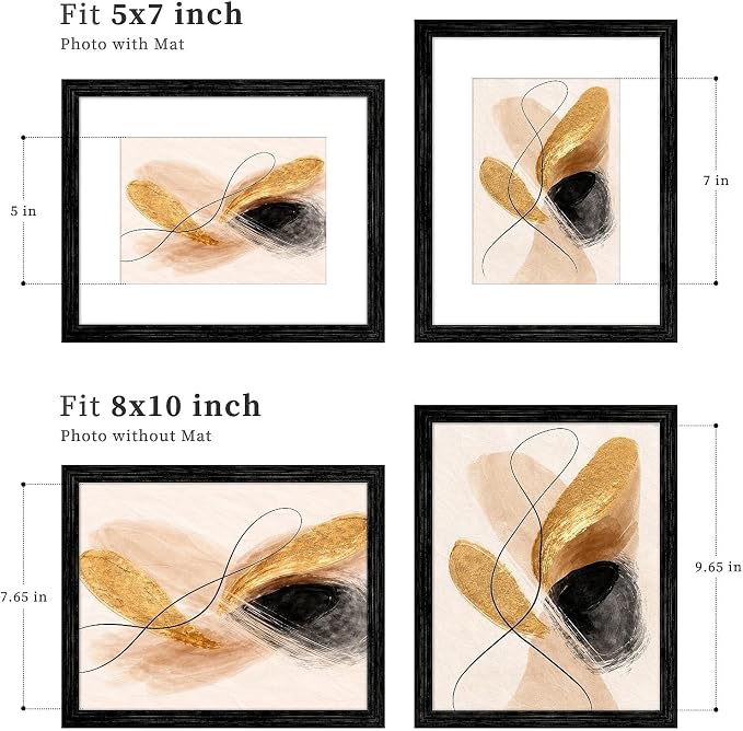 VIOLABBEY 8x10 Picture Frame Black Set of 2 with Real Glass Front