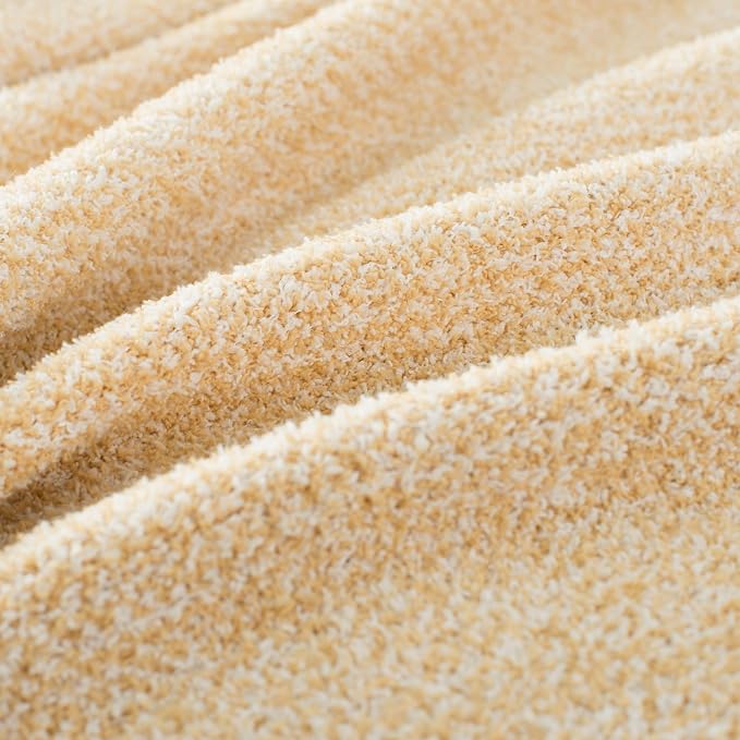Carriediosa Heather Throw Blanket 60x80, 400GSM Ultra Soft Microfiber | Yolk Yellow, Fuzzy Fluffy Cozy Plush Knit Knitted Throws, Lightweight Cute Preppy Fall Blankets for Couch, Bed