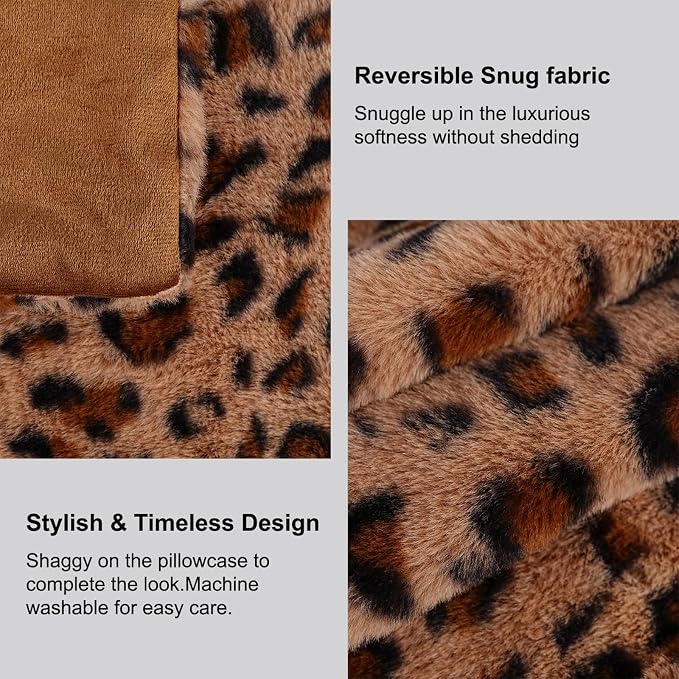 cygnus Set of 2 Cheetah Pillow Covers 18x18 Inch | Soft Faux Fur Leopard Print Throw Pillow Covers，Animal Print Pillowcase for Couch Sofa Bed Living Room Bedroom
