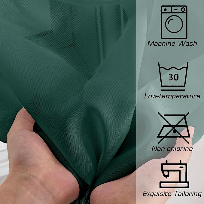Simplebrand Hunter Green Sheer Curtains 72 Inches Long 2 Panels for Living Room, Rod Pockets Airy Window Treatments Voile Sheer Curtains Panels Lightweight for Front Back Patio Glass Door, 42" Width