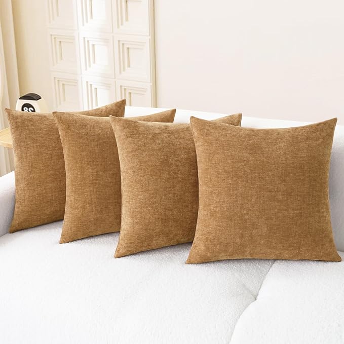 CaliTime Decorative Couch Throw Pillow Covers 18 X 18 Inches Apricot Brown