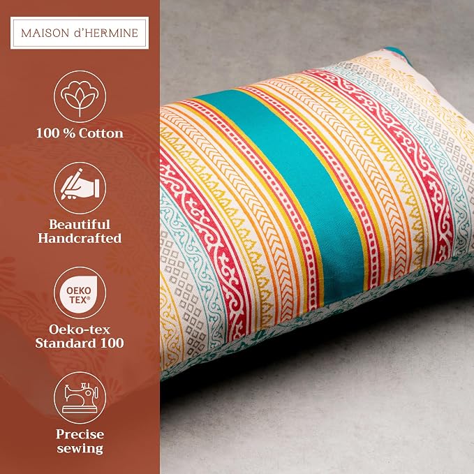 Maison d' Hermine Throw Pillow Covers 100% Cotton (12" x 20" - Pack of 1)