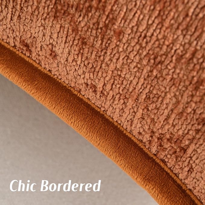 FUTEI Pack of 2 Chenille Soft Throw Pillow Covers 18x18 Inch, Rust