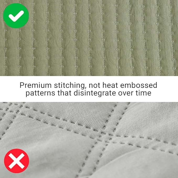 King Size Quilt-Lightweight Bedspreads Olive Green King Quilt Bedding Set | Soft Coverlet with 2 Pillow Shams for All Seasons, Suitable for Bed, Couch, 3 Pieces, 106"x94"