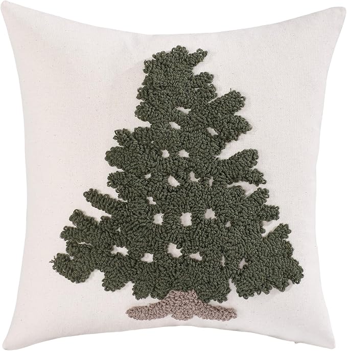 Christmas Tufted Throw Pillow Covers 18x18 Set of 2 Green Xmas Tree