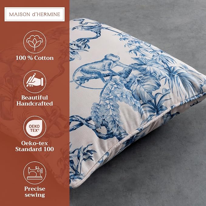 Maison d' Hermine Throw Pillow Covers 100% Cotton (20" x 20" - Pack of 1)