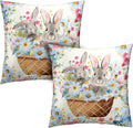 Easter Bunny Pillow Covers 22x22 Spring Rabbit Daisy Floral Throw Pillow Covers A Basket Filled with Lovely Bunny and Flowers Pillowcase Cushion Case for Sofa Patio Garden 2 Pack