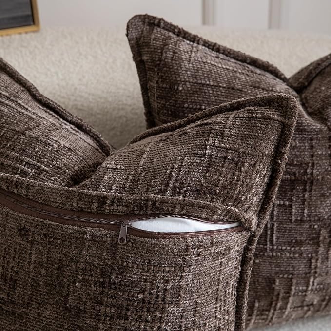 MADIZZ Pack of 2 Chenille Throw Pillow Covers 12x20 Inch Dark Taupe Soft Neutral Decorative Throw Pillows for Couch Sofa Boho Accent Cushion Covers Modern Farmhouse Home Decor for Bedroom Living Room