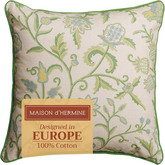 Maison d' Hermine Throw Pillow Covers 100% Cotton (18" x 18" - Pack of 1)