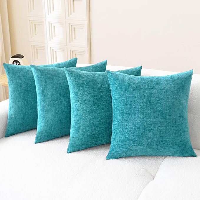 CaliTime Decorative Couch Throw Pillow Covers 18 X 18 Inches Lake Blue