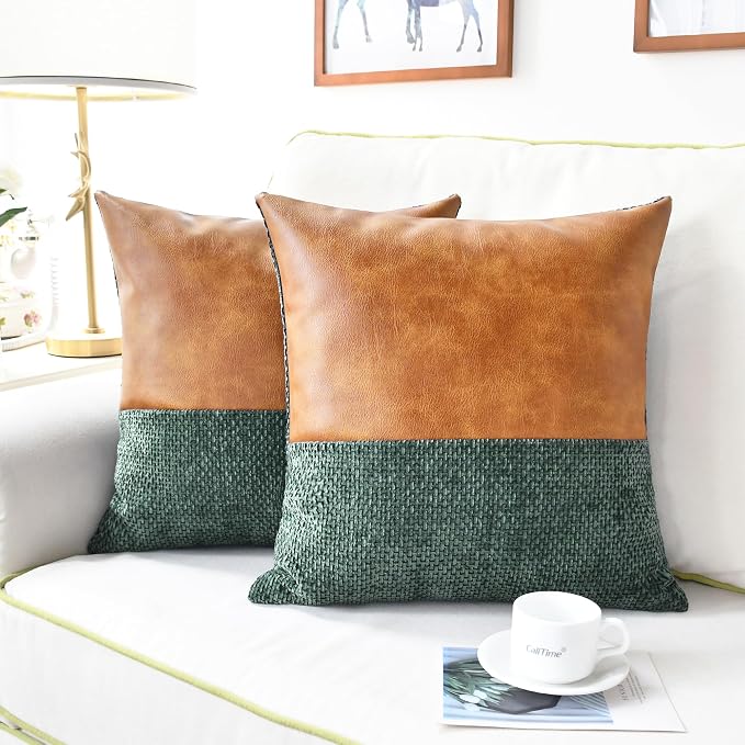 CaliTime Decorative Couch Throw Pillow Covers 18 X 18 Inches Dark Green