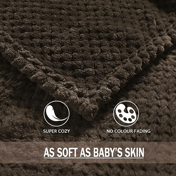 Exclusivo Mezcla Soft Waffle Fleece Bed Blanket King Size, Coffee | Lightweight Plush Blanket for Bed, Bedroom, Cozy Flannel with Waffle Texture, Stylish Home Decor, All Season, 104x90 Inches