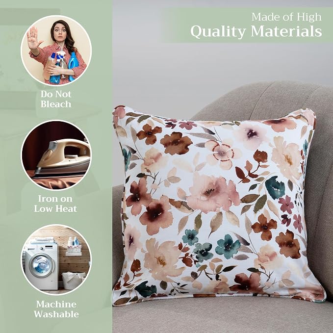 Maison d' Hermine Throw Pillow Covers 100% Cotton (20" x 20" - Pack of 1)