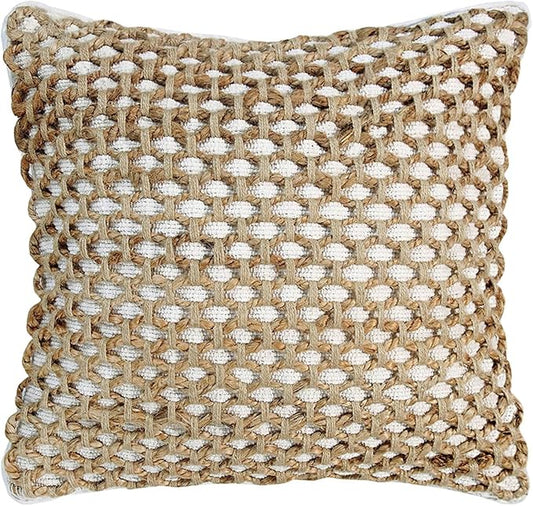 Boho Living Jada Decorative Throw, Includes Accent, Premium Woven Design, Living Room Décor, (1) 20" x 20" Pillow Cover with Insert, White