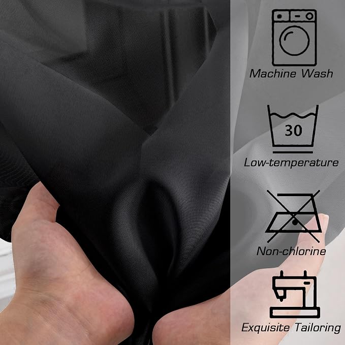 Simplebrand Black Short Sheer Curtains 45 Inch Length for Small Windows, Rod Pocket 2 Panels Set Solid Voile Drapes Window Sheer Curtains for Bedroom Bathroom Kids Room Kitchen, 42x45 Inch