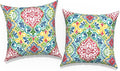 Outdoor Throw Pillow Covers 16x16 Inch, Square Patio Pillow Cases Pack of 2, Modern Decorative Back Cushion Covers for Patio Furniture Garden Couch Farmhouse,Damask Red