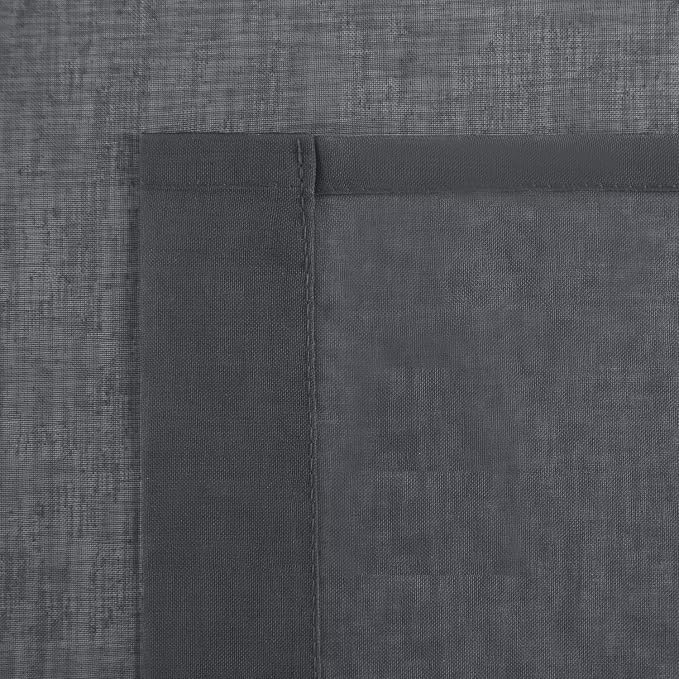 DWCN Dark Grey Sheer Curtains for Living Room Bedroom - Faux Linen Look Voile Drapes Grommet Top Window Curtain Panel 52 x 54 Inch Length, Set of 2 Panels
