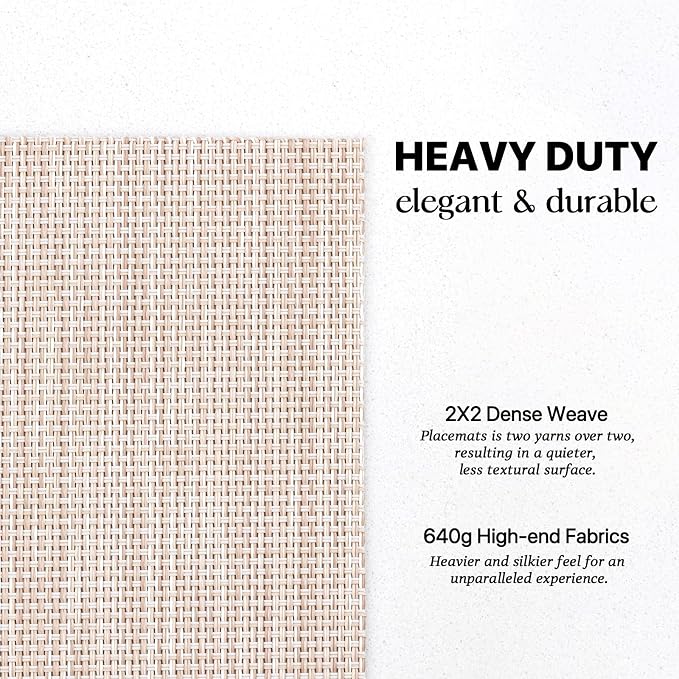 LEXMORE Placemats Set of 12 Vinyl/Plastic Woven Place Mats for Kitchen Table Indoor/Outdoor Washable Placemat Wipeable Dining Table Mats(Beige White)