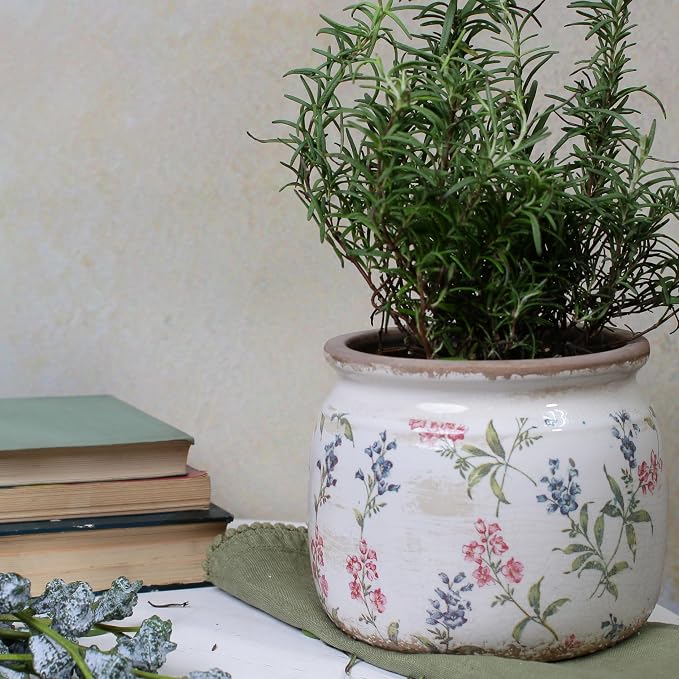 Xiaan Jiaju Flower Pots, Vintage Antique Ceramic Planters for Indoor Plants | 6.29" Decorative Vase & Plant Pots With Drainage, French Country Home Room Decor, Gardening & Housewarming Gifts