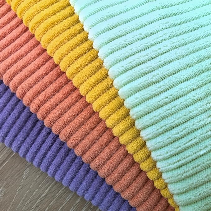Pack of 4 Throw Pillow Covers Corduroy 18x18 Inch,Macaron | Decorative Velvet Couch,Summer Cases Square,Farmhouse Boho Cushion Covers for Sofa Bed Living Room Home Decor & Office