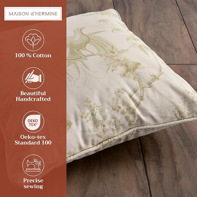Maison d' Hermine Throw Pillow Covers 100% Cotton (18" x 18" - Pack of 1)