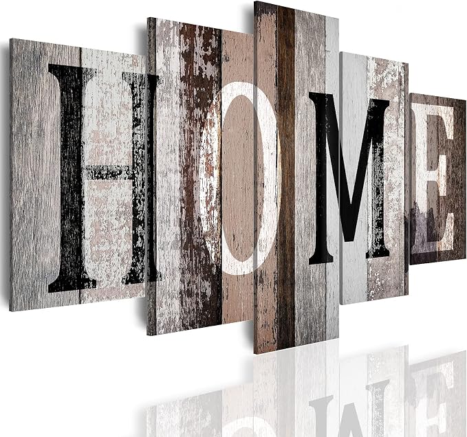 LUDUHU Home Canvas Print Wall Art - 5 Piece Sweet Home Signs, Black and White Quotes, Modern Family Wall Decor (G, Oversize 40x20inch)