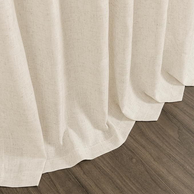 Birch Beige Linen Curtains for Living Room 98 Inches Long Light Filtering Semi Sheer Curtain Back Tab Modern Farmhouse Decor Elegant Luxury Coastal Drapes for Bedroom Dinner Room 52x98, 2 Panels