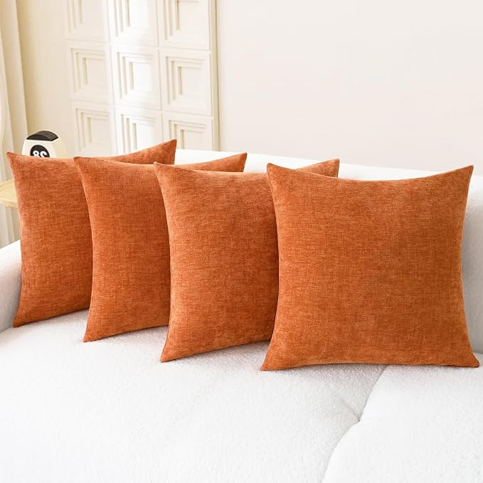 CaliTime Fall Decorative Throw Pillow Covers 18 X 18 Inches Burnt Orange