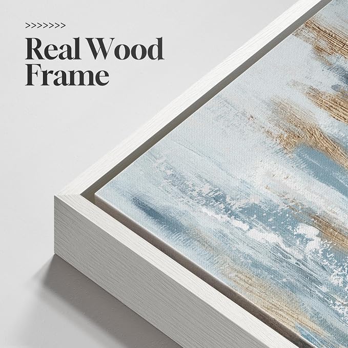 Large White Framed Blue and Gold Abstract Wall Art for Living Room, 24x36 | 2 Piece, Canvas prints, Navy blue paintings, Modern minimalist artwork, Glitter pictures, Dining room bedroom wall decor