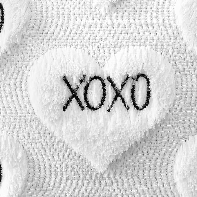 Artscope Valentines Pillow Covers 20x20 Set of 2 Decorative Love Heart XOXO Valentine's Day Throw Pillow Cases Soft Plush Faux Fur Couch Cushion Case for Holiday Sofa Bed Room Home Decor-White XOXO