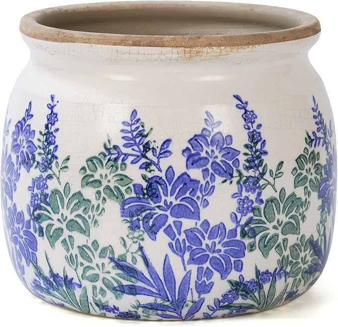 Dosayes Vintage Plant Pot,6.29 inch Ceramic Flower Pot with Drainage