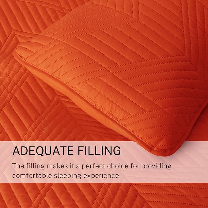 Exclusivo Mezcla California King Quilt Bedding Set, Burnt Orange | Lightweight Bedspreads, Soft Microfiber, Modern Geometric Coverlet, All Season Bed Cover, 1 Quilt and 2 Pillow Shams