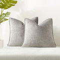 JUSPURBET 16x16 Chenille Decorative Throw Pillow Covers Set of 2,Gray | Cozy Soft Cushion Covers Case with Hidden Zipper for Couch Sofa Bed Home Decor Living Room