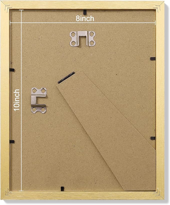 Vittanly 8x10 Picture Frames Set of 9 for Wall or Tabletop Display, Gold | Display Pictures 5x7 with Mat or 8x10 without Mat, Small Photo Frames, Engineered Wood with Shatter Resistant Plexiglass