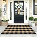 KOZYFLY Buffalo Plaid Area Rugs 3x5 Ft Brown and Black Checkered Rug | Washable Front Door Mat, Woven Cotton Outdoor Rug, Large Rug for Front Porch Kitchen Entryway Patio, Indoor Farmhouse Rugs
